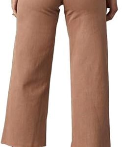 Allimy Women's High Waisted Straight Ankle Wide Leg Ripped Jeans Frayed Hem Stretchy Capri Denim Pants