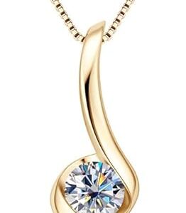 Chic 1 Carat Round Cut Diamond Necklace in 14K Gold Over Sterling Silver, Lightweight VVS1 D-Color Diamond Pendant, Luxurious Jewelry Gift for Women