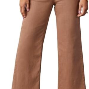 Allimy Women's High Waisted Straight Ankle Wide Leg Ripped Jeans Frayed Hem Stretchy Capri Denim Pants