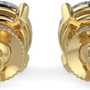 14K White & Yellow Gold Lab Grown Round Cut Diamond Stud Earrings for Men Women, (1/2cttw - 4cttw), 4-Prong Screw Back, VS Clarity EF Color, Gift for Weddings, Anniversaries, Valentine's Day