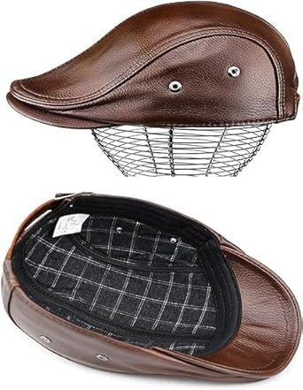 Men's Adjustable Newsboy Hat Beret Hat Driving Hunting Fishing Hat Genuine Leather Ivy Cap Fashion Beret Hat Flat Cap. - Image 2