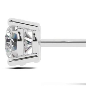 Belacqua Lab Grown Diamond Stud Earrings in 14K White Gold, Round Cut, 1/4 to 4 Carat, F-Color, VS-Clarity, 4 Prong Setting, Push Back, Jewelry for Women, Gift Box Included