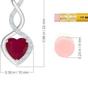 Angara Heart-Shaped Ruby Infinity Necklace with Diamond Accents in Sterling Silver/14K Solid Gold/Platinum | Natural Ruby Pendant With 18" Chain for Women | July Birthday,Gemstone Jewelry Gift