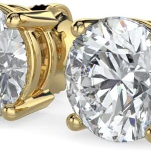 14K White & Yellow Gold Lab Grown Round Cut Diamond Stud Earrings for Men Women, (1/2cttw - 4cttw), 4-Prong Screw Back, VS Clarity EF Color, Gift for Weddings, Anniversaries, Valentine's Day