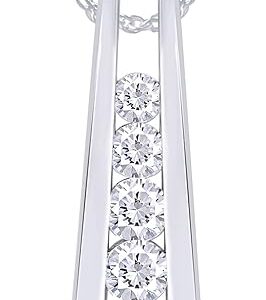 1.25 Carat Lab Created Moissanite or Lab Grown Diamond Five Stone Journey Bar Pendant Necklace In 14k Gold Over Sterling Silver Jewelry With 18" Chain, Gift For Her