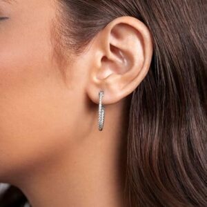 PRIVOSA Real Diamond Hoop Earrings for Women - Solid 14k Gold - 1/2 to 1 Carat Natural Diamonds - Inside Out Oval Hoops - Big Hoop Earrings - Jewelry Gifts for Her