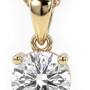 Lab Grown Diamond Necklace For Women | 1/4 - 2 Carat | Premium GH Color VS - SI Clarity Diamonds Certified by Gemologists | 14K Solid White & Yellow Gold Pendant | 16 -18 Inch Adjustable Gold Chain