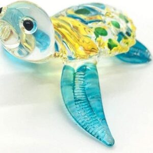 Hand Blown Art Glass, Sea Turtle Animal Figurine – Decorative Home Décor Collectible, Display Only, Unique Decorative Gift,Turtle Art Glass Blown. (N0053)