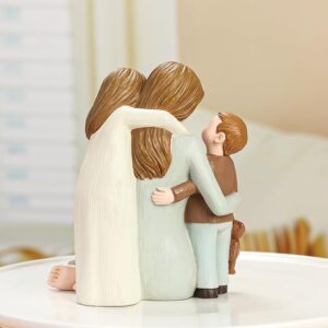 Mom and Kids Figurines, Sculpted Hand-Painted Mother and Two Children Statues, Mother Son Daughter Figures Gifts for Mother’s Day Anniversary Birthday