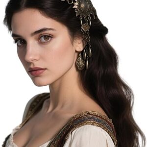 Joukavor Gypsy Headpiece Women Viking Head Chain Jewelry for Halloween Cosplay