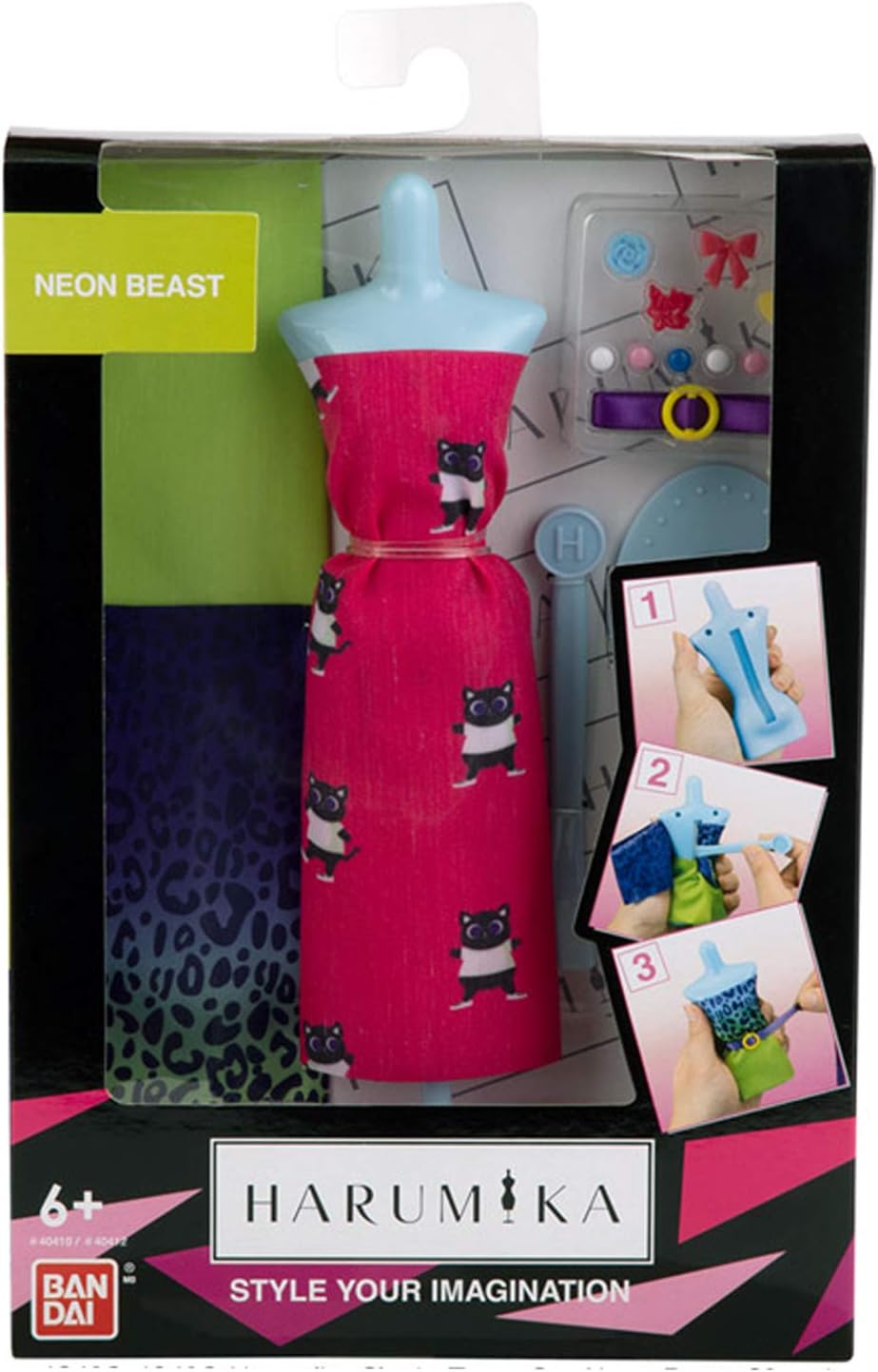 Bandai 40412 Harumika Fashion Design for Kids-Craft Your Own Catwalk Looks with This Creative Kit-Single Torso Set-'Neon Beast' Style Includes... - Image 3