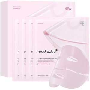 medicube Jelly Gel Mask with Salmon DNA PDRN Pink Collagen | Overnight Face Mask for Glass Glow Skin | Elasticity, Hydrating, Firming and Moisturizing | Korean Skincare, 28g x 4ea