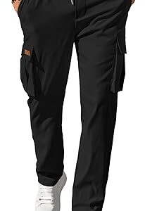 Comdecevis Men's Casual Cargo Pants Workout Joggers Stretch Sweatpants Hiking Drawstring Tactical Pants with Multi Pockets
