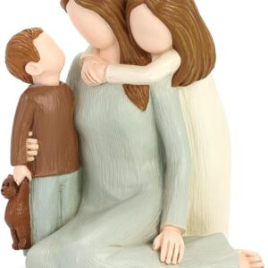 Mom and Kids Figurines, Sculpted Hand-Painted Mother and Two Children Statues, Mother Son Daughter Figures Gifts for Mother’s Day Anniversary Birthday