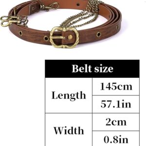 HiiFeuer Medieval DIY Faux Leather Metal Chain Belt, Vintage Adjustable Thin Belt For Women, Retro Skinny Belt For Dresses