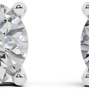 Belacqua Lab Grown Diamond Stud Earrings in 14K White Gold, Round Cut, 1/4 to 4 Carat, F-Color, VS-Clarity, 4 Prong Setting, Push Back, Jewelry for Women, Gift Box Included