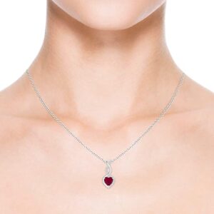 Angara Heart-Shaped Ruby Infinity Necklace with Diamond Accents in Sterling Silver/14K Solid Gold/Platinum | Natural Ruby Pendant With 18" Chain for Women | July Birthday,Gemstone Jewelry Gift