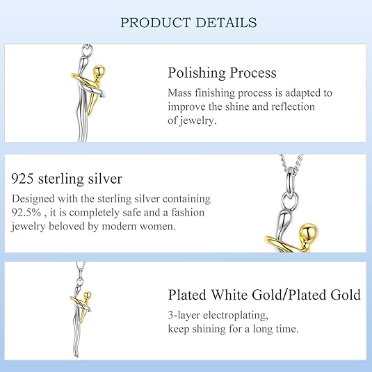 Mother Son Necklace, Mother Daughter Necklace, 925 Sterling Silver Mom Necklace Mother Pendant Necklaces for Mother's Day Birthday Christmas Thanksgiving - Image 2