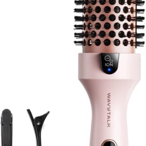 Wavytalk Thermal Brush, Blowout Boost 1.5 inch Heated Round Brush for Blowout Look, Dual Voltage, Pink, Sakura, Tourmaline Ceramic, Negative Ion Technology, 5 Temperature Settings, Less Damage