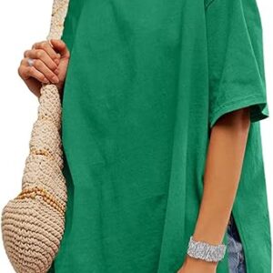UNCLECAT Womens Oversized T Shirts Summer Trendy Short Sleeve Crew Neck Tops Loose Fit Side Slit Tee