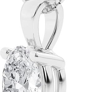 Belacqua Lab Grown Diamond Pendant Necklace in 14K White or Yellow Gold, Round,Oval,Princess and Emerald Cuts, 1/2 to 3 Carat, IGI Certified, E-F Color, VS Clarity, Jewelry for Women,Gift Box Included