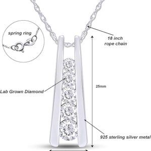 1.25 Carat Lab Created Moissanite or Lab Grown Diamond Five Stone Journey Bar Pendant Necklace In 14k Gold Over Sterling Silver Jewelry With 18" Chain, Gift For Her
