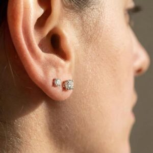 Scottsdale Diamond 14K Gold 0.5 to 4 Carat Certified LAB GROWN Diamond Stud Earrings for Women Her Round Cut 4 Prong Screw Back Fine Jewelry (E/F Color, VS1-VS2 Clarity)