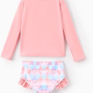 Disney Mickey and Friends Girl Two Piece Long Sleeve Swimsuit Rashguard Bathing Suit