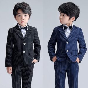 LOLANTA Boys Suit Wedding Ring Bearer Outfit Kids Suit Set, Blazer Pants Bow Tie Dress Clothes Formal Wear