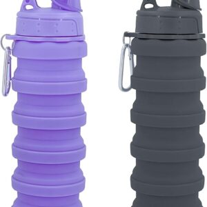 Collapsible Water Bottles Travel water bottle Sports Portable Sport Water Bottle Reusable Water Bottles comes with mountaineering Buckle 500ml silicone Water-proof camping water bottle