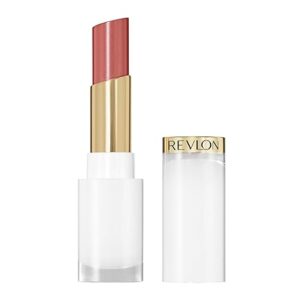 REVLON Super Lustrous Glass Shine Balm, Hydrating Tinted Lip Balm with Hyaluronic Acid, Aloe & Rose Quartz, 004 Nude Illuminator, 0.11 oz