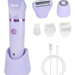 Ufree Bikini Trimmer Electric Razors for Women, Rechargeable Pubic Body Hair Trimmer Electric Shaver for Legs Body Hair, Bikini Shaver IPX7 Waterproof, Gifts for Women, Purple