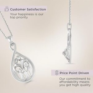 Jewelili Sterling Silver or Rose or Yellow Gold over Silver Family Pendant Necklace 18 Inches Cable Chain