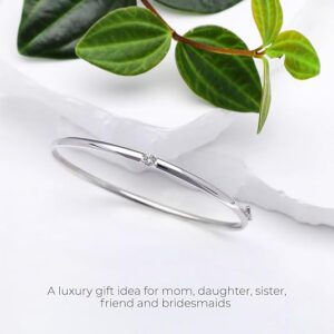 forme di Lucchetta - Womens 7" Sapphire Gold Bangle | Stone 0.14ct | 14k Real White Gold | Authentic Italian Jewelry from Italy