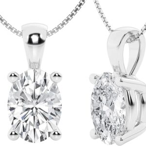 Belacqua Lab Grown Diamond Pendant Necklace in 14K White or Yellow Gold, Round,Oval,Princess and Emerald Cuts, 1/2 to 3 Carat, IGI Certified, E-F Color, VS Clarity, Jewelry for Women,Gift Box Included