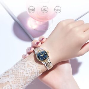 OLEVS Automatic Women Watches Diamond Tourbillon Dress Wrist Watches Moon Phase Waterproof Luminous
