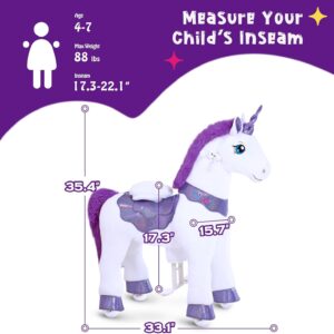 PonyCycle Ride on Unicorn for Kids 4-7 with Brake, Unicorn Gifts for Girls (35.4" Height/Size 4) Plush Interactive Riding Rocking Riding Horse Ride on...