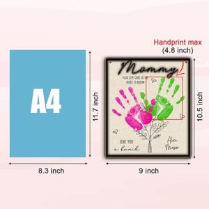 Mother's Day Handprint Art Craft Mother's Day Birthday Grandparents Gift from Kids Toddler Baby Floral Bouquet DIY Gift for Mom, Children Toddler Baby Keepsake, Your Love Gives Us Roots to Bloom