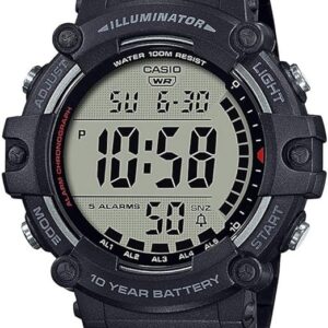 Casio Illuminator AE1500WH Series | 10-Year Battery | LED Backlight | 5-Alarms | 1/100 Sec Stopwatch | Men's Digital Watch