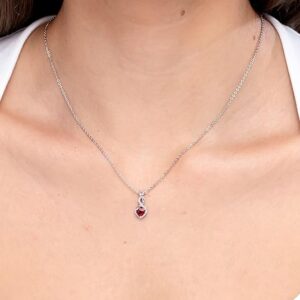 Angara Heart-Shaped Ruby Infinity Necklace with Diamond Accents in Sterling Silver/14K Solid Gold/Platinum | Natural Ruby Pendant With 18" Chain for Women | July Birthday,Gemstone Jewelry Gift