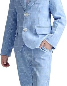 LOLANTA Boys Suit Wedding Ring Bearer Outfit Kids Suit Set, Blazer Pants Bow Tie Dress Clothes Formal Wear