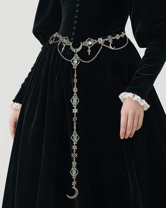 Medieval Chain Belt for Women - Renaissance Gothic Belts, Metal Celtic Fairy Waist Chain Belt for Halloween Party - Image 3