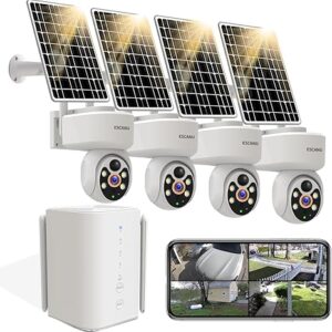 Wireless Home Security Cameras System,Solar Power PTZ Outdoor Cameras,Motion Detection,Night Vision,Water-Proof,2-Way Audio,No Subscription Fee,Cloud/SD Card Storage