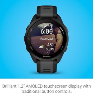 Garmin Forerunner 165, Running Smartwatch, Colorful AMOLED Display, Training Metrics and Recovery Insights, Black