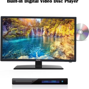 SYLVOX 27 Inch TV 12/24 Volt TV Full HD RV TV,1080P, Built-in Digital Video Disc Player and FM Radio, for Home, RV Camper and Mobile Use, Black