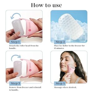BAIMEI IcyMe Ice Roller for Face and Gua Sha Facial Tool Set, Ice Face Roller Reduces Puffiness Relieves Migraines Skin Care Tools, Self Care for Women - Pink