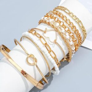 NEWITIN 49 Pieces Gold Jewelry Set for Women Fashion Costume Jewelry Gold Plated Necklace Bracelet Ring Earrings Set for Women