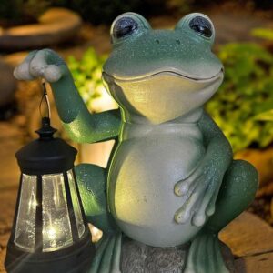 YODY Solar Garden Statues Outdoor Decor- Yard Decorations for Patio, Balcony, Backyard, Lawn Ornaments - Frog Figurines with LED Light- Unique Birthday House Warming Gifts for Women, Mom, Dad