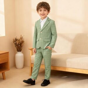 LOLANTA Boys Suit Wedding Ring Bearer Outfit Kids Suit Set, Blazer Pants Bow Tie Dress Clothes Formal Wear