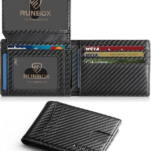 RUNBOX Wallet for Men Slim Rfid Leather 2 ID Window With Gift Box | Slim, Rfid, 2 ID Window, With Gift Box, Slim, Rfid